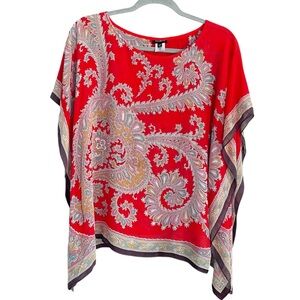 Talbots 100% Silk Paisley Print Poncho size S/M